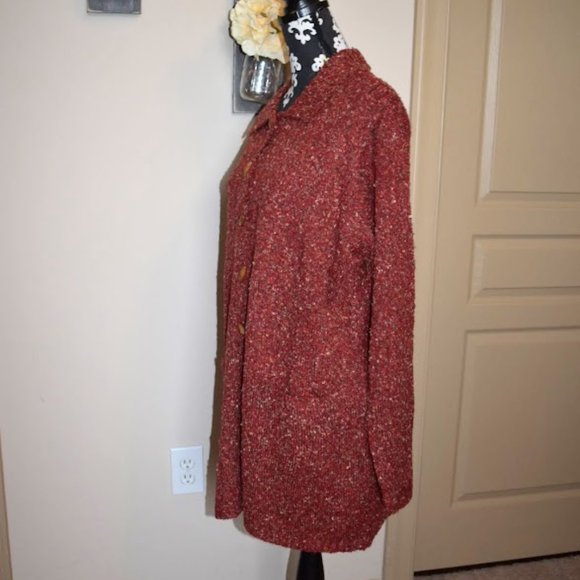 NWT White Stag women's plus size 18W/20W sweater with wood buttons orange - Picture 3 of 4